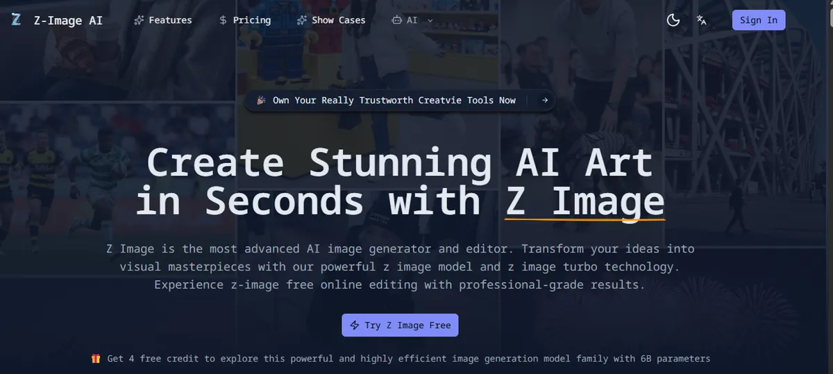 Advanced AI image generator with Z-Image AI screenshot