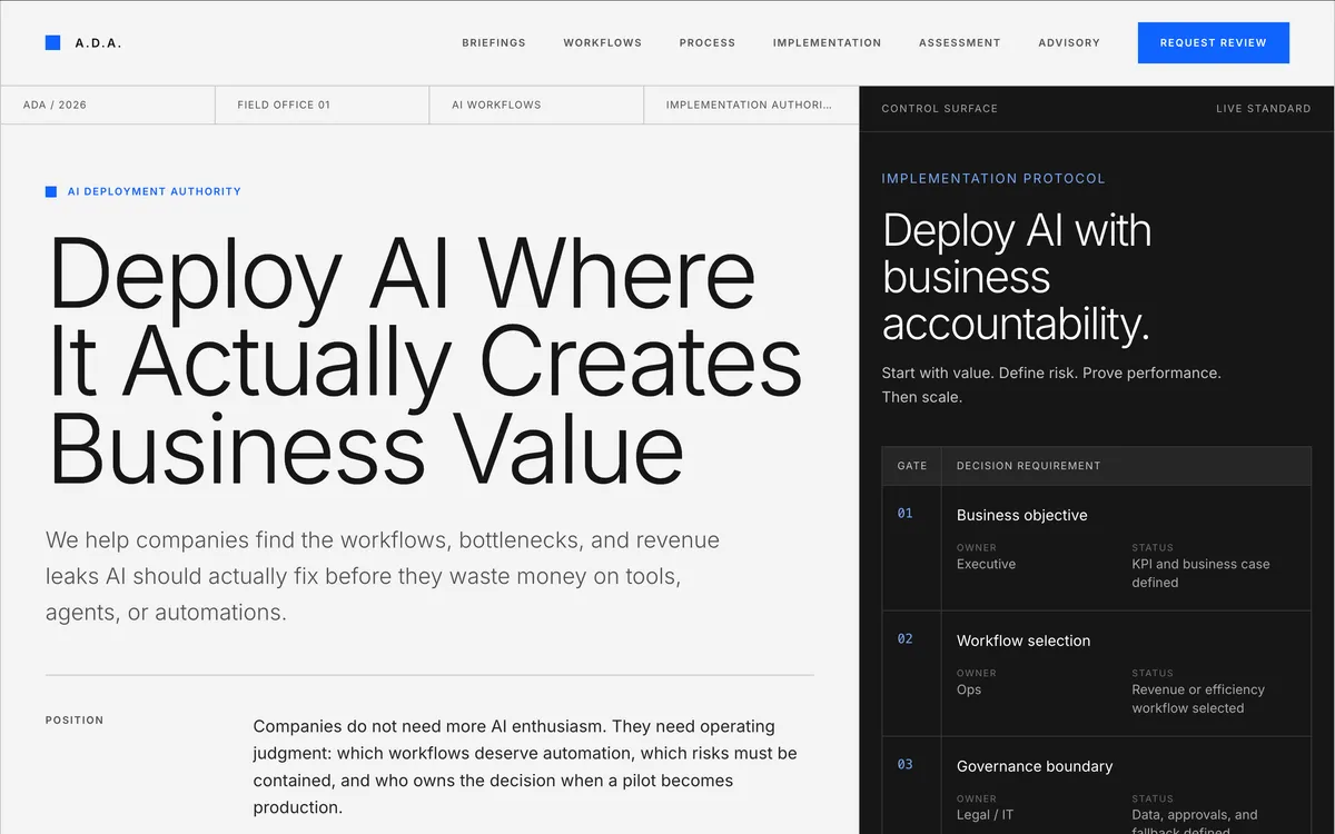 AI Deployment Authority screenshot