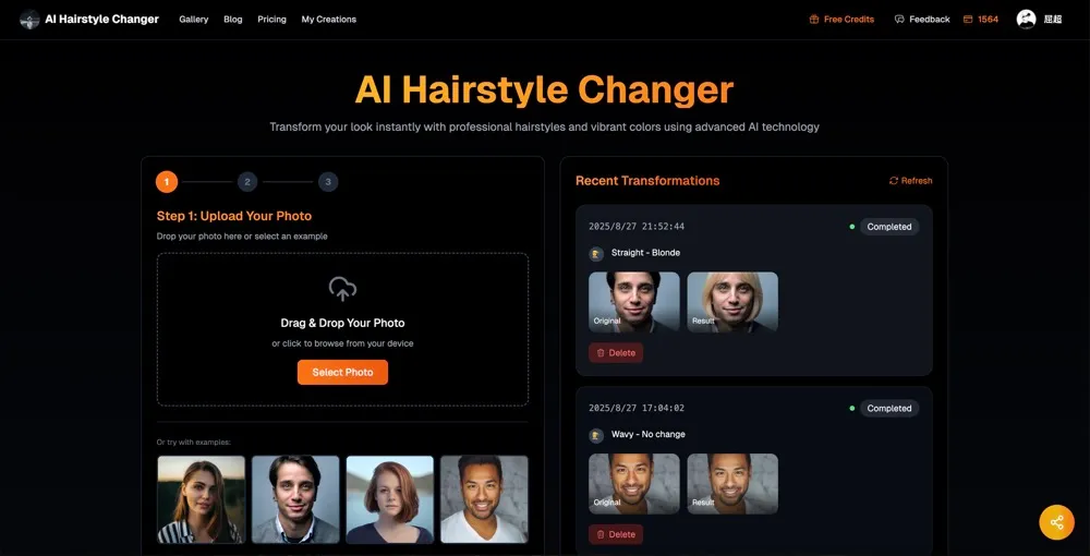 ai hairstyle changer screenshot
