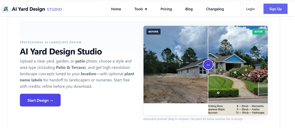 AI Yard Design Studio screenshot