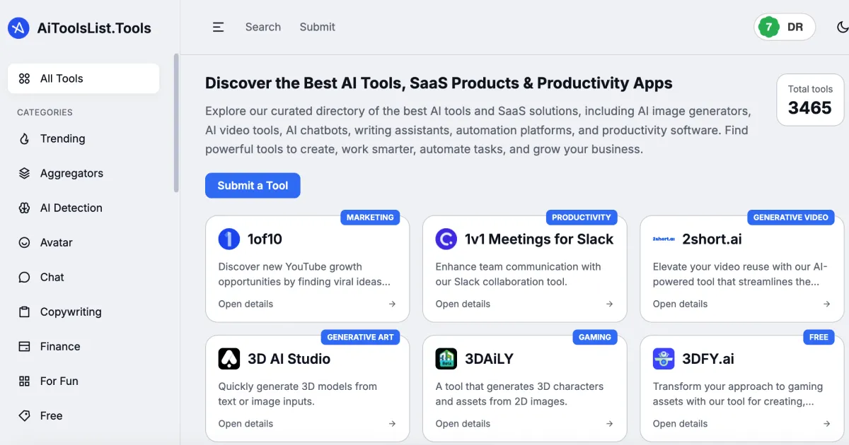 aitoolslist.tools screenshot