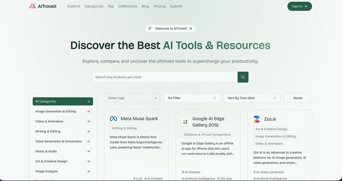 AITroveX.com screenshot