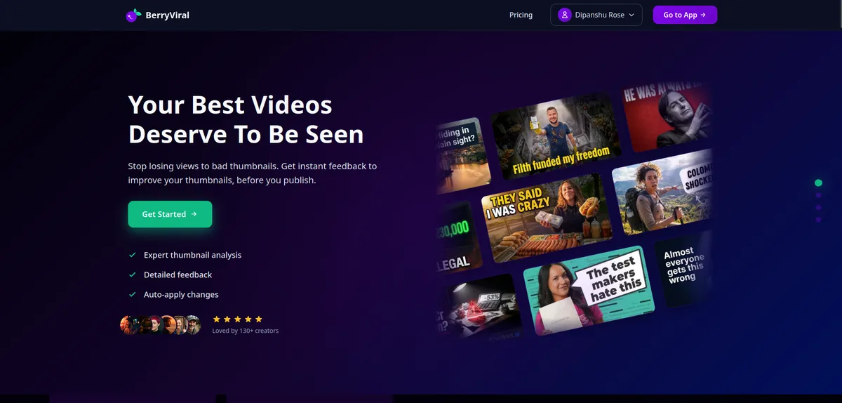 BerryViral - YouTube Thumbnail Intelligence screenshot