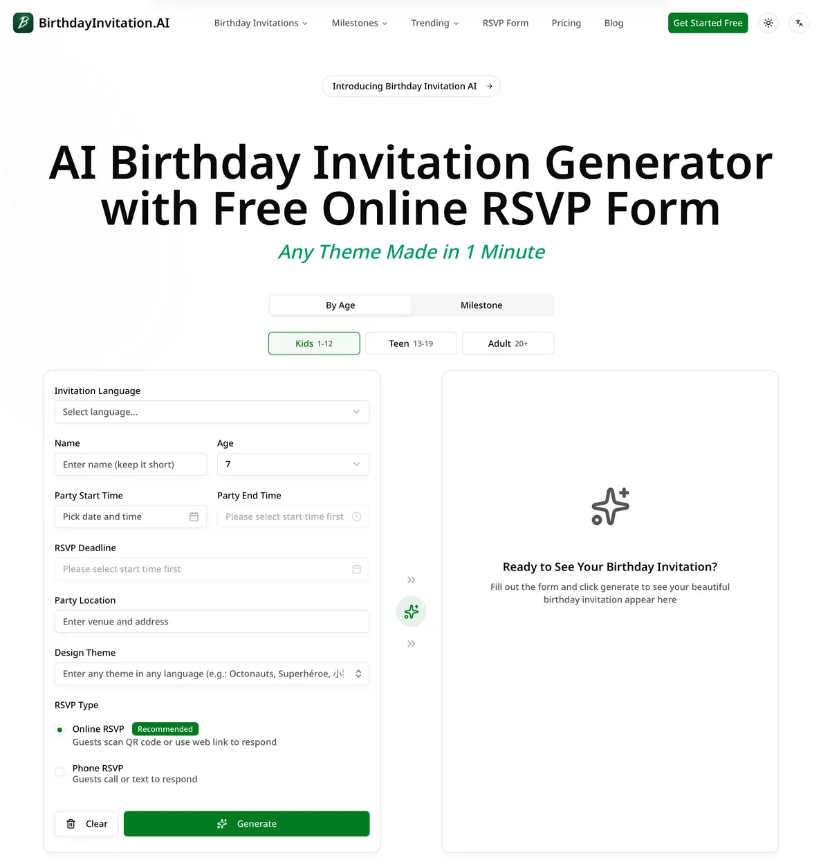 Birthday Invitation AI screenshot