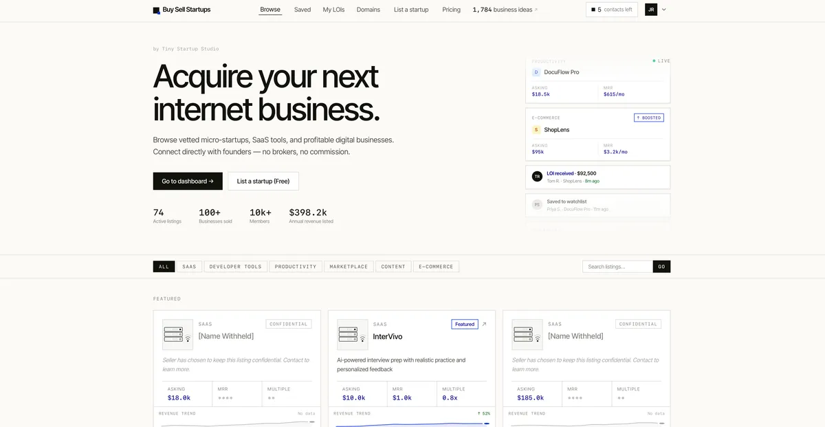 Buy Sell Startups screenshot