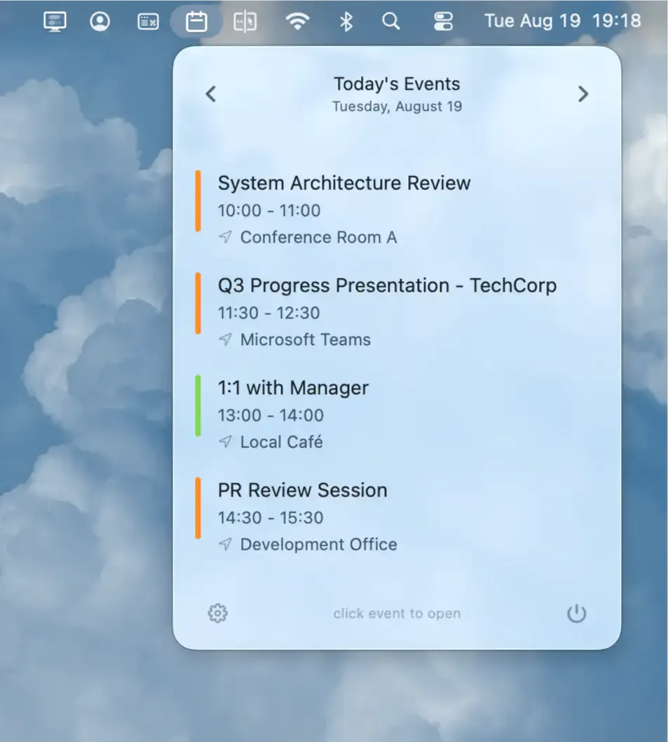 CalBar screenshot
