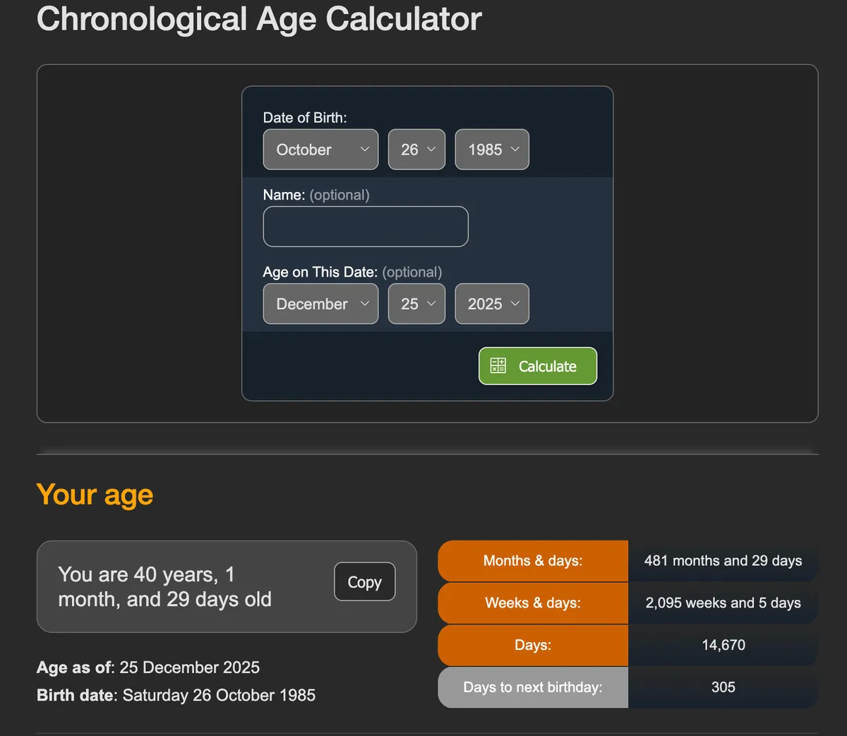 Calcora screenshot