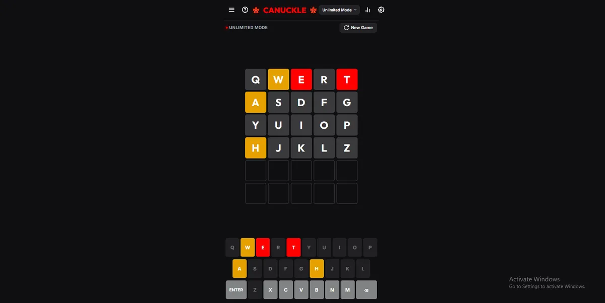 Canuckle game screenshot