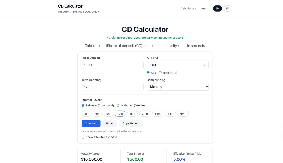CD Calculator screenshot