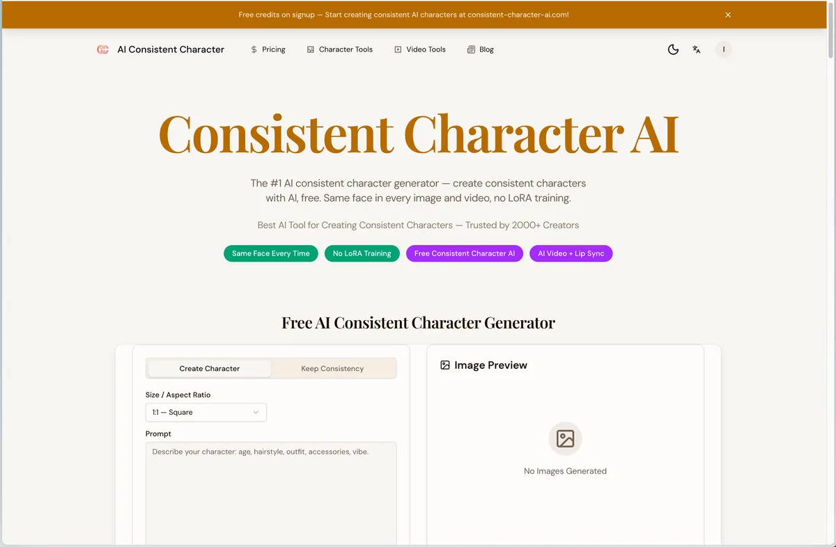 Consistent Character AI screenshot