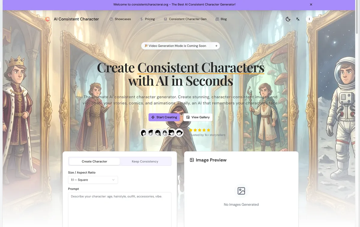 Consistent Character AI screenshot