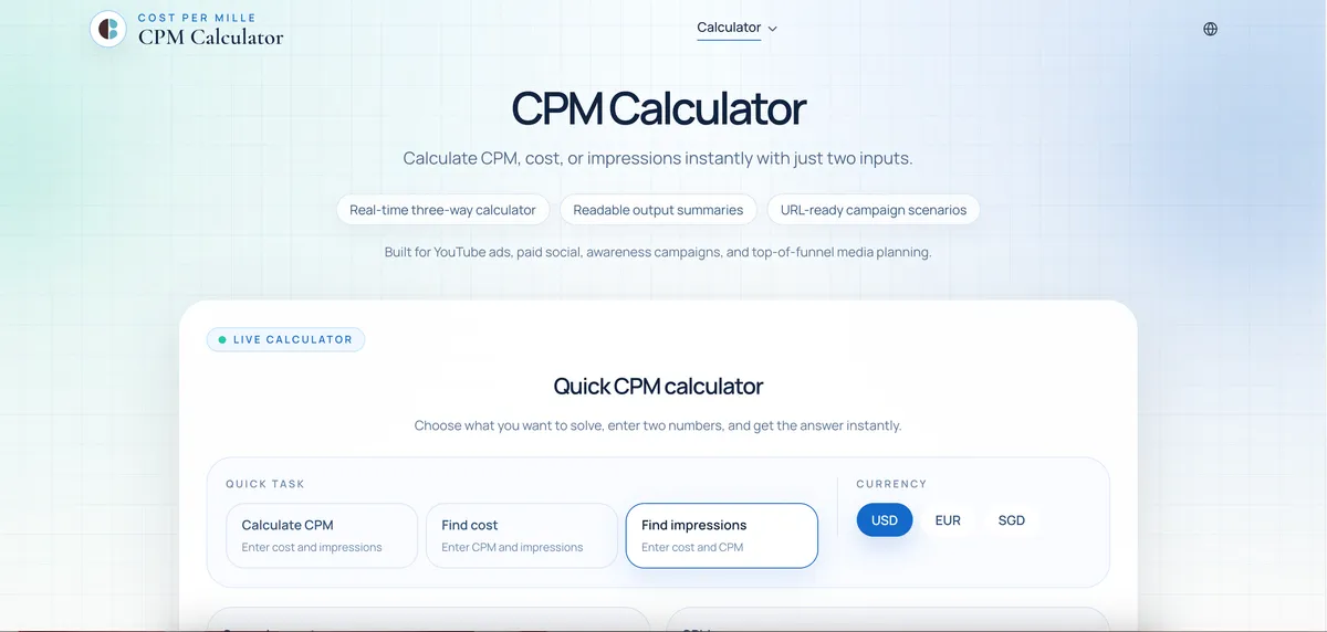 CPM Calculator screenshot