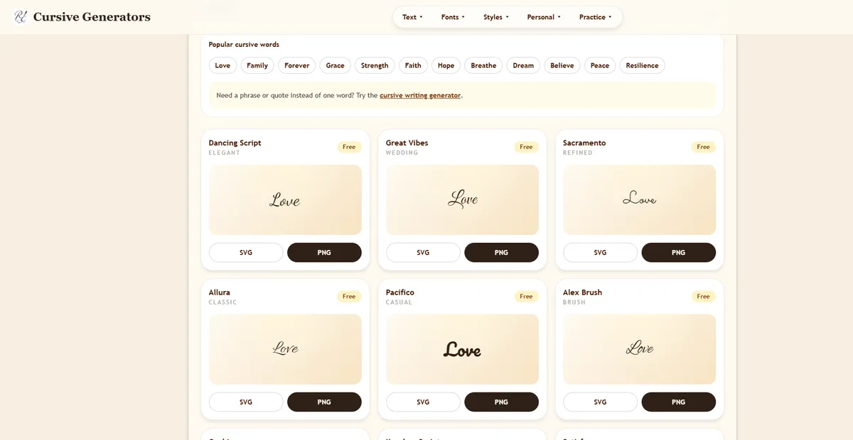 Cursive Generators screenshot