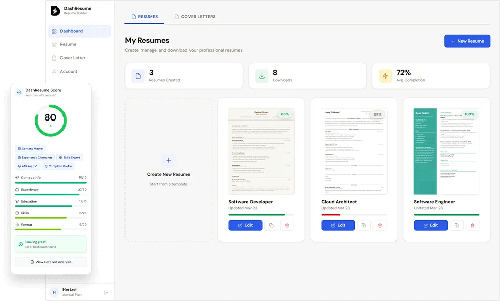 Dash Resume screenshot