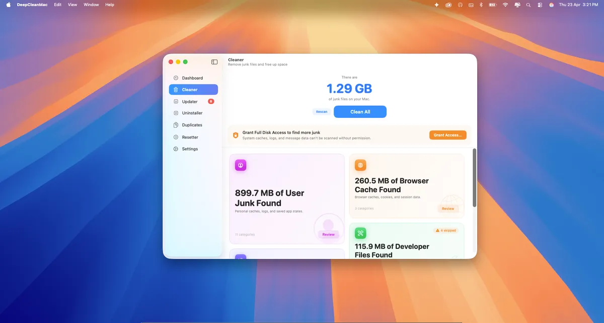 DeepCleanMac screenshot