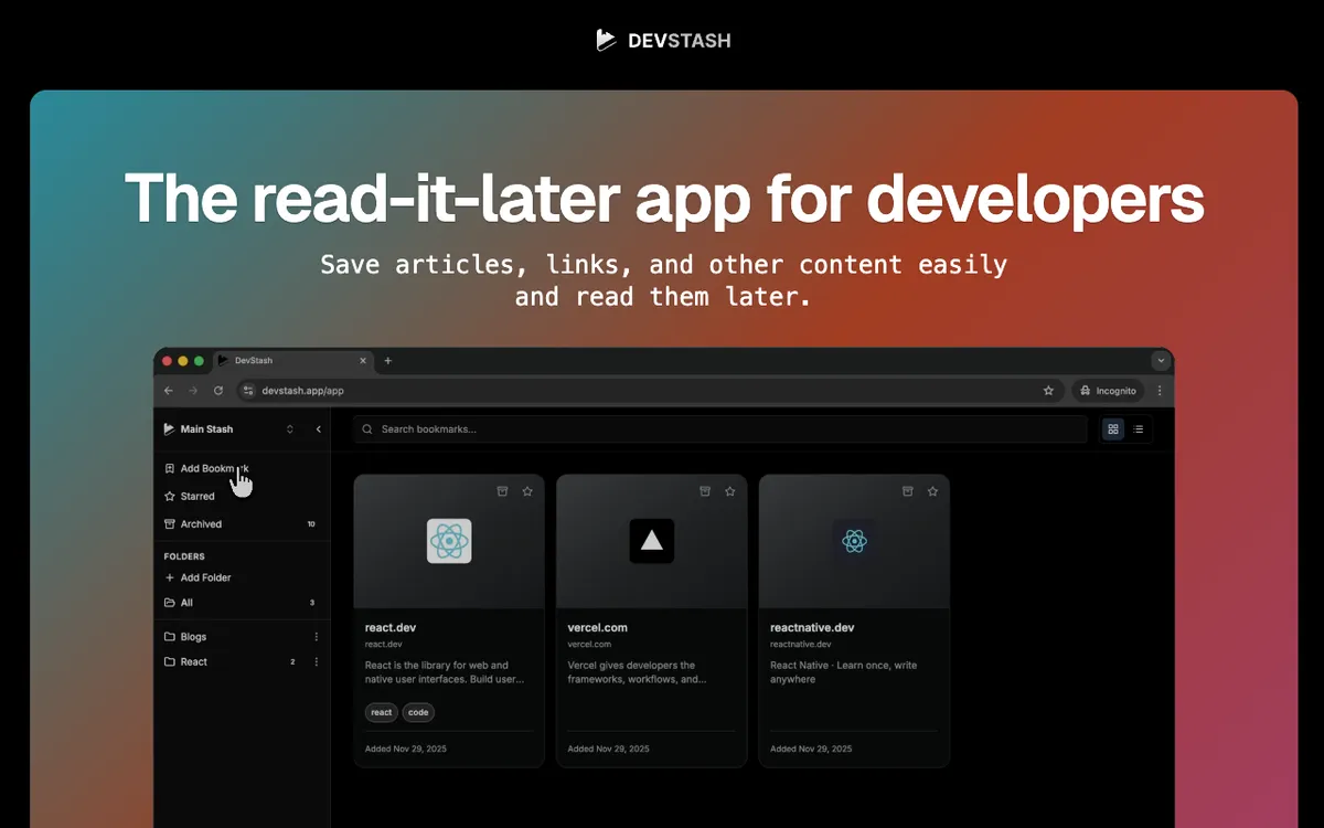 DevStash screenshot