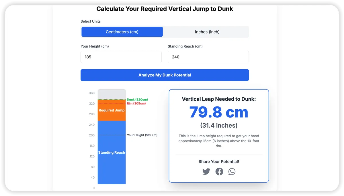Dunk Calculator screenshot