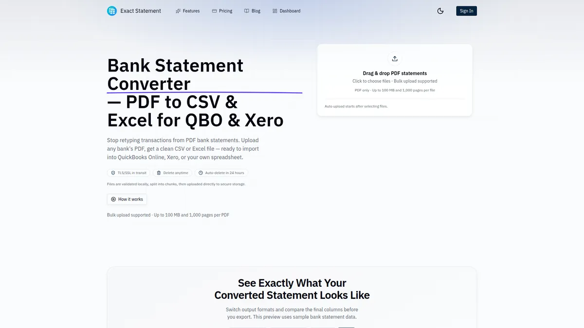 Exact statement screenshot