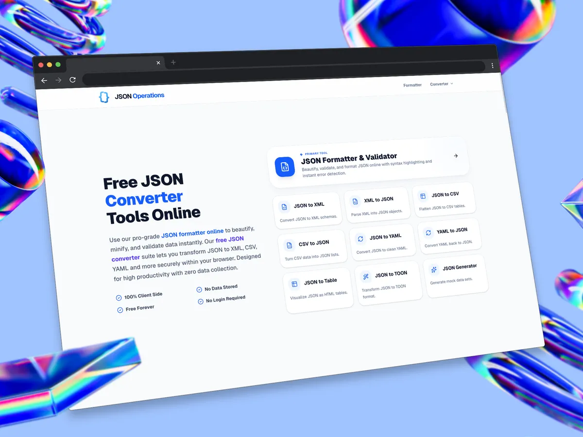 Free JSON Formatter & Converter Online | JSON Operations screenshot