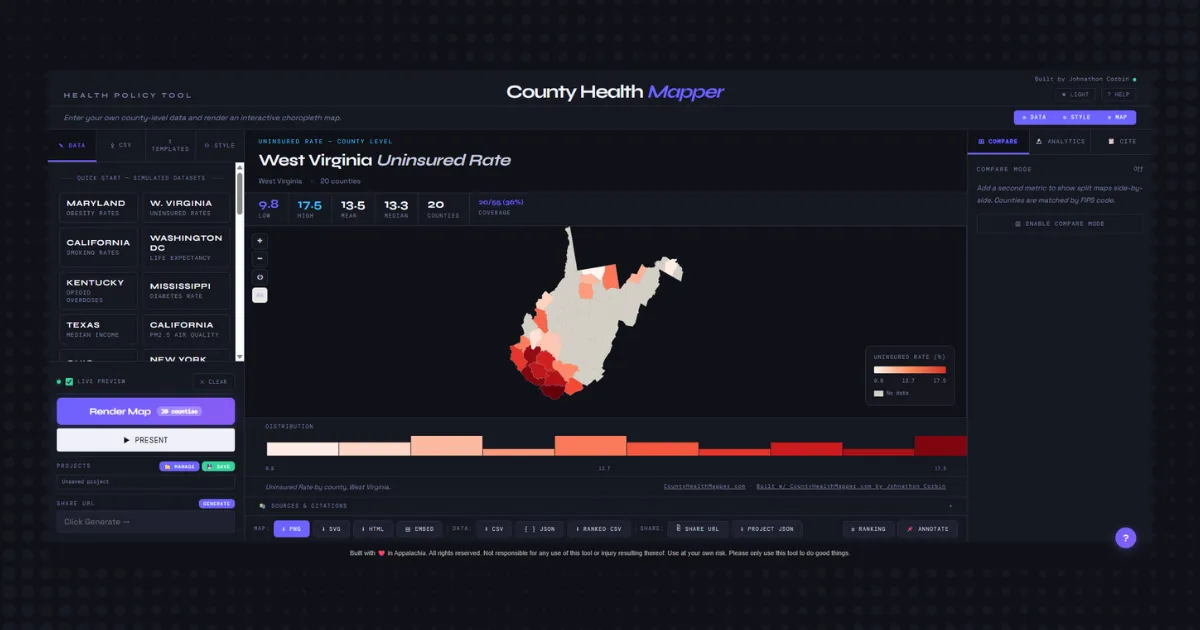 Free Public Health Mapping Tool screenshot