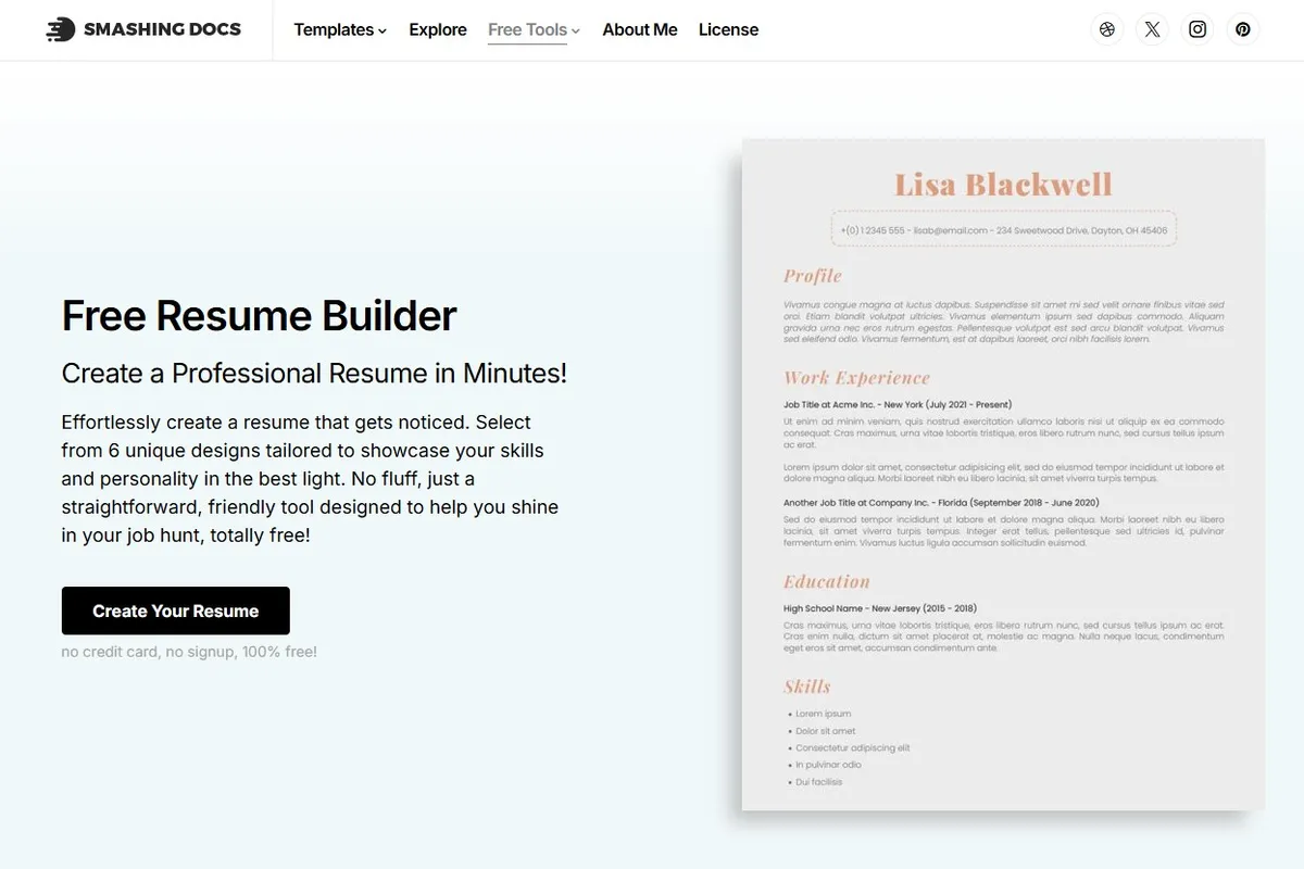 Free Resume Builder screenshot
