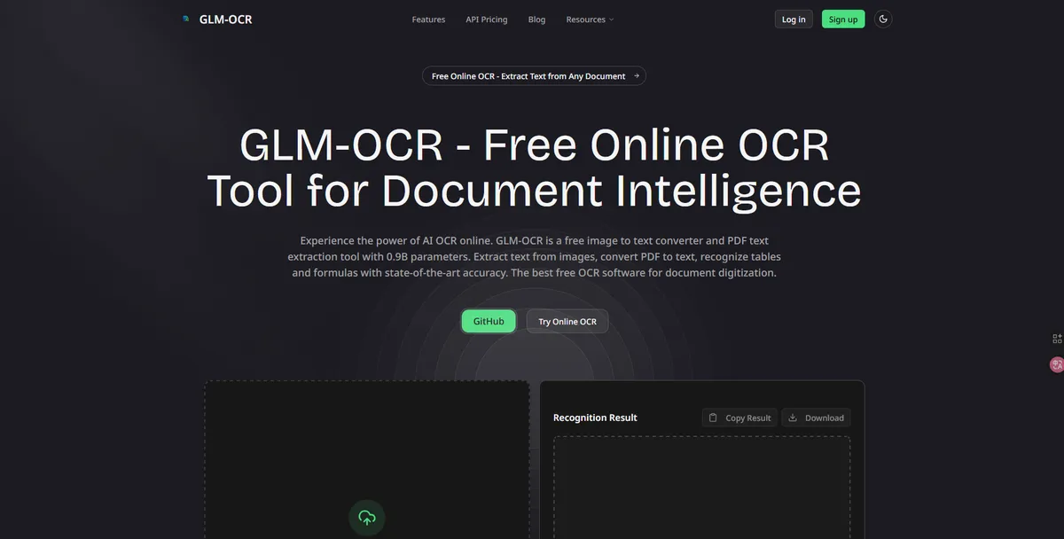 GLM-OCR Online OCR Tool screenshot