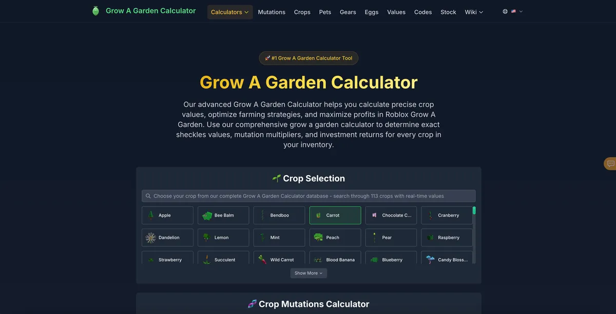 grow a garden calculator screenshot
