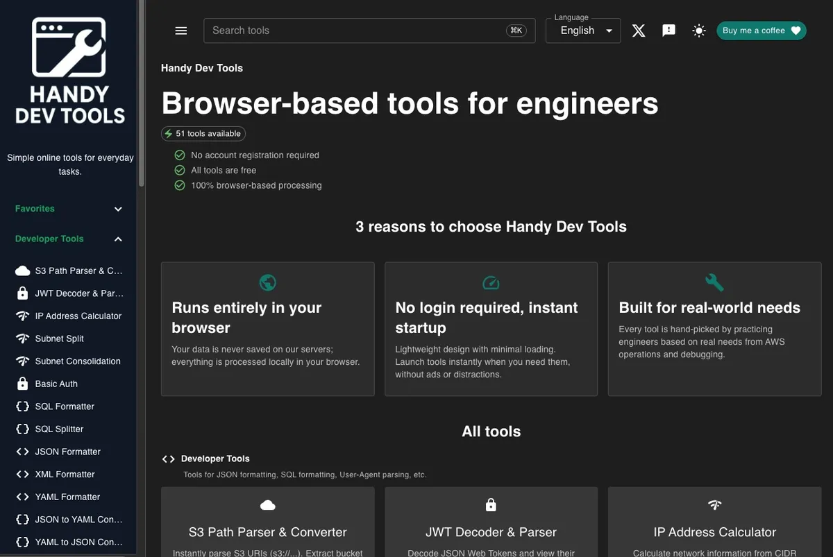 Handy Dev Tools screenshot