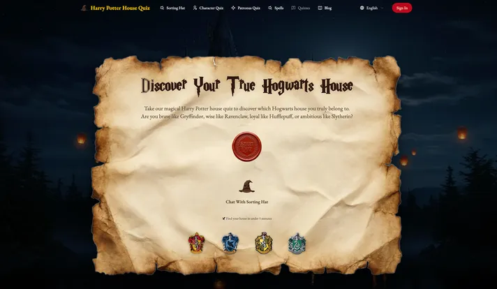 Harry Potter House Quiz Org screenshot