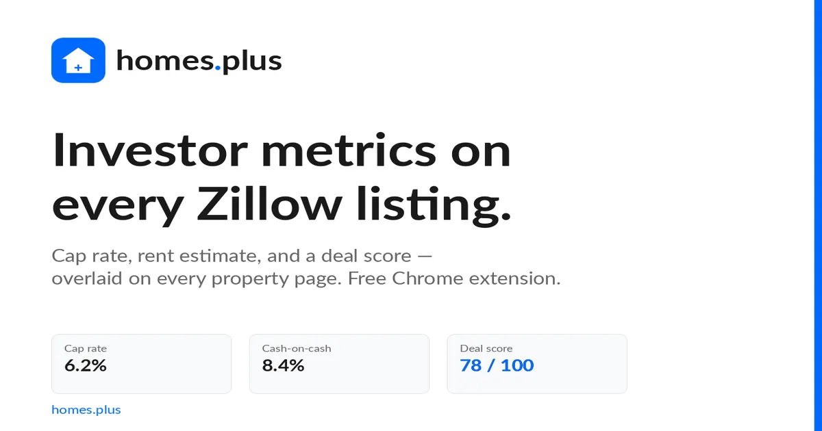 homes.plus — Investor Overlay for Zillow screenshot