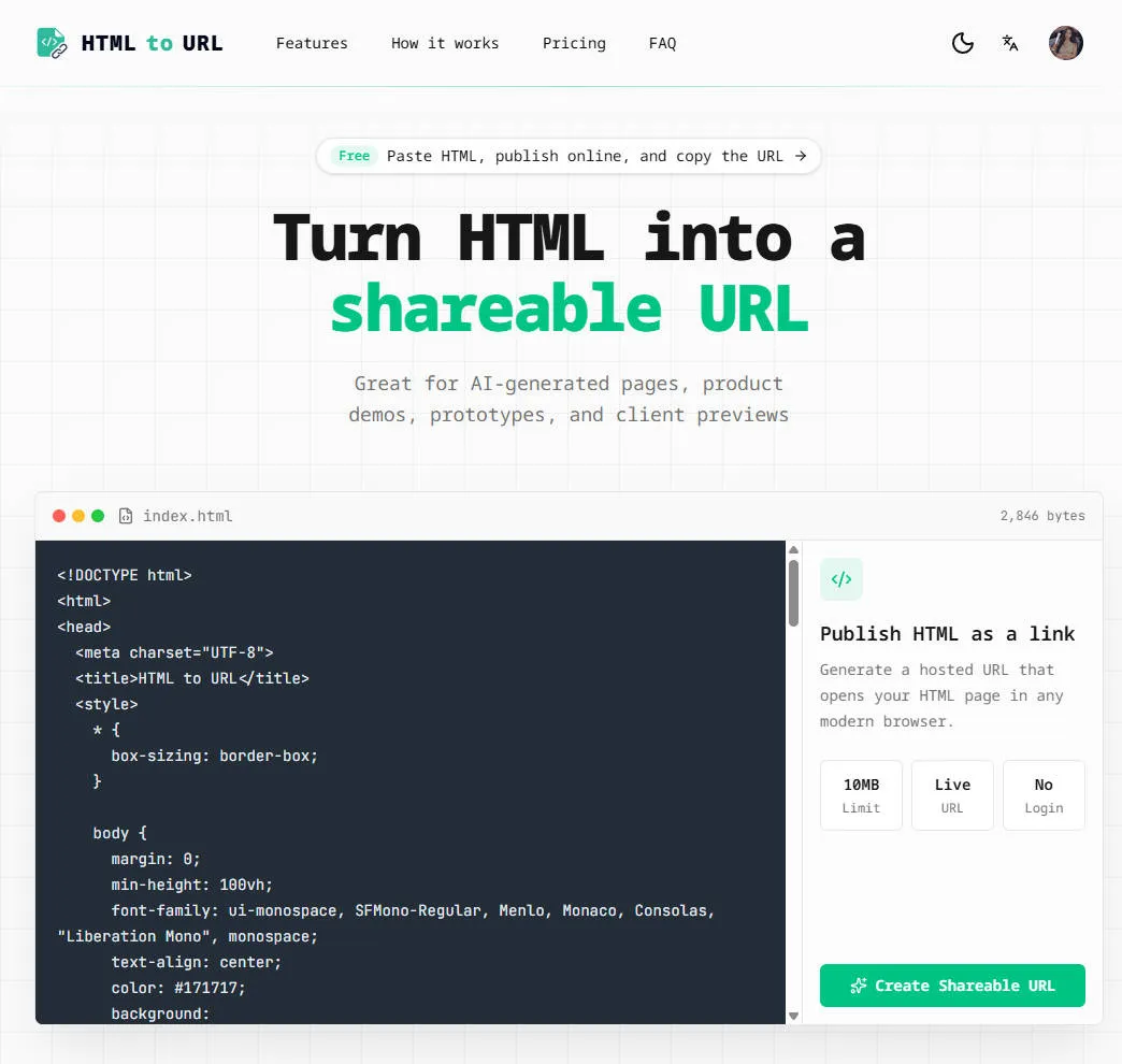 html to url screenshot
