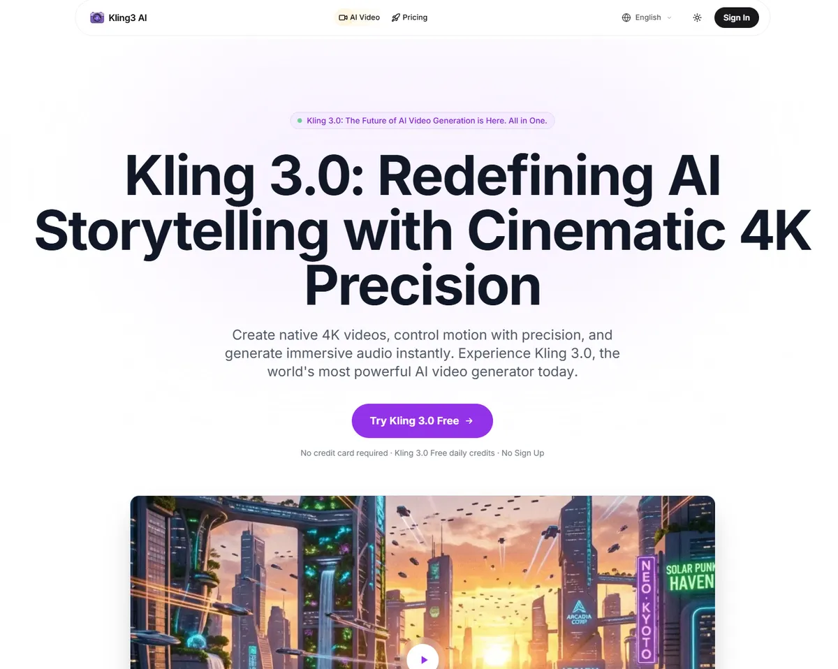 Kling 3.0 screenshot