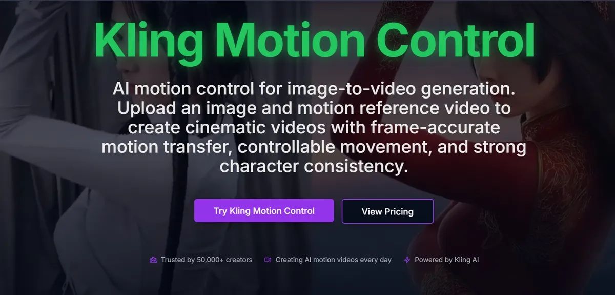 kling motion control screenshot