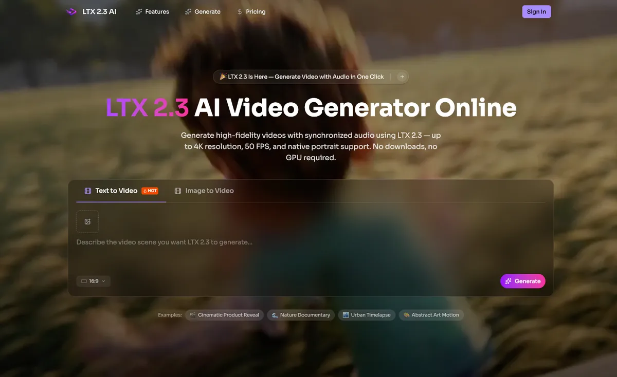 LTX 2.3 AI Video Generator screenshot