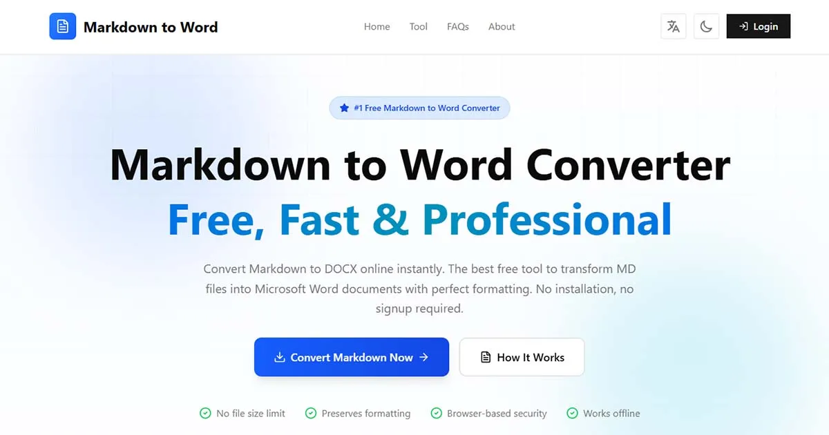 Markdown to Word screenshot