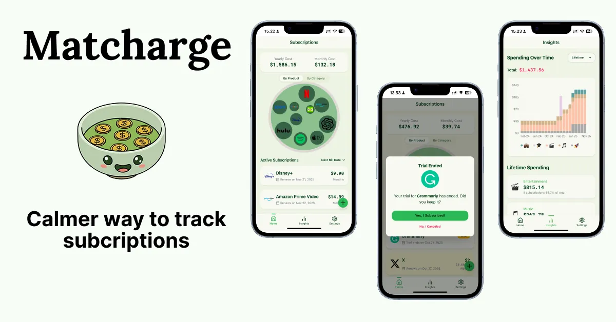 Matcharge - Subscription Manager screenshot