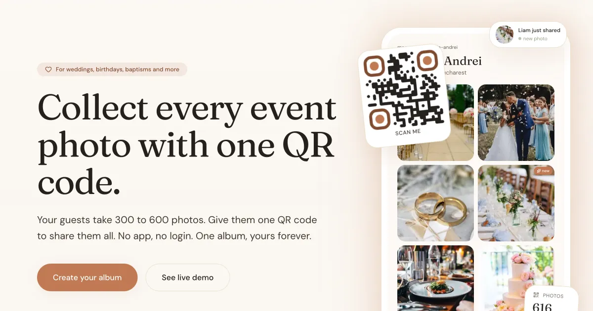 Memo — Collect Wedding & Event Photos with One QR Code screenshot