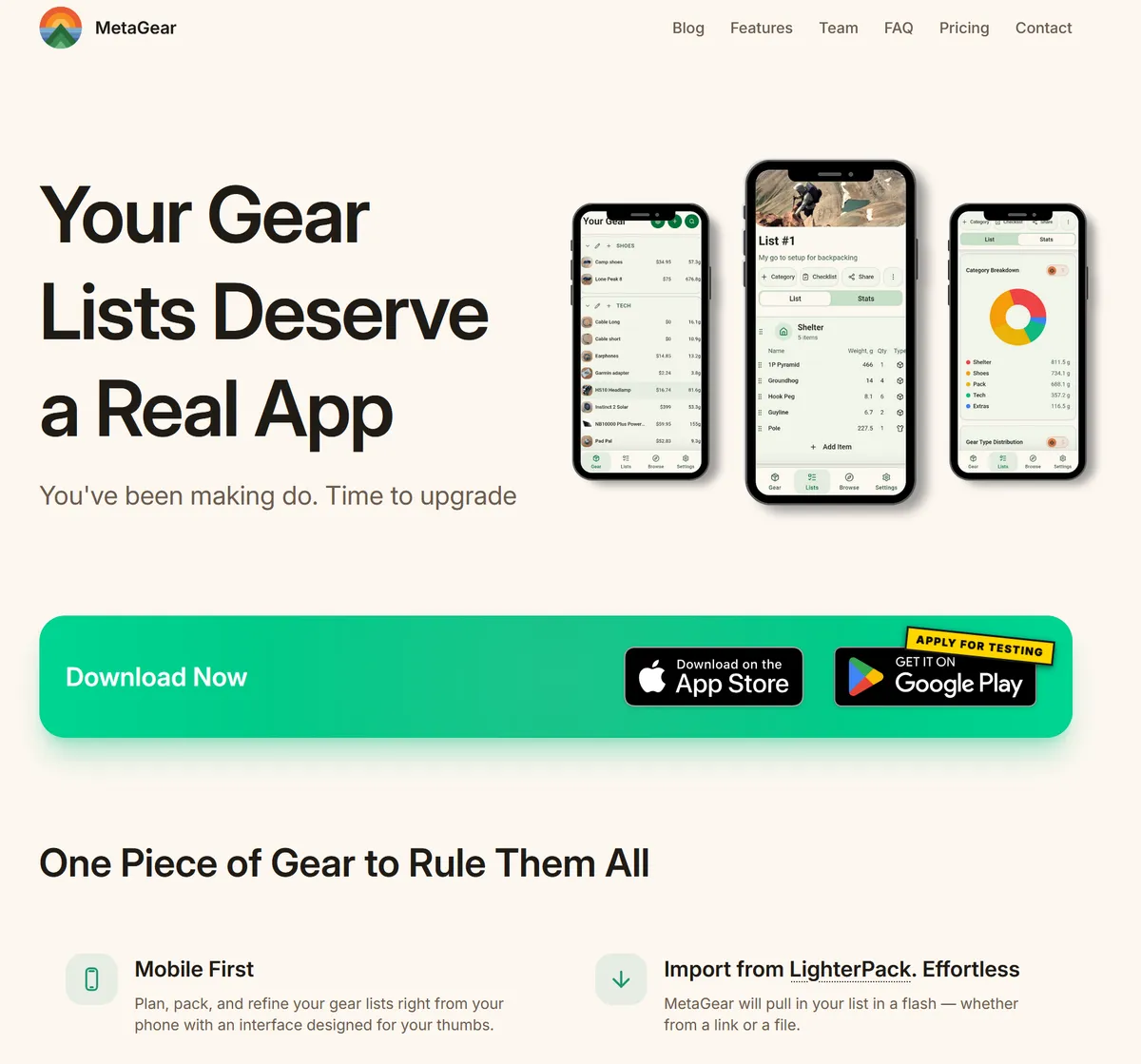 MetaGear - Outdoor Gear Tracker screenshot