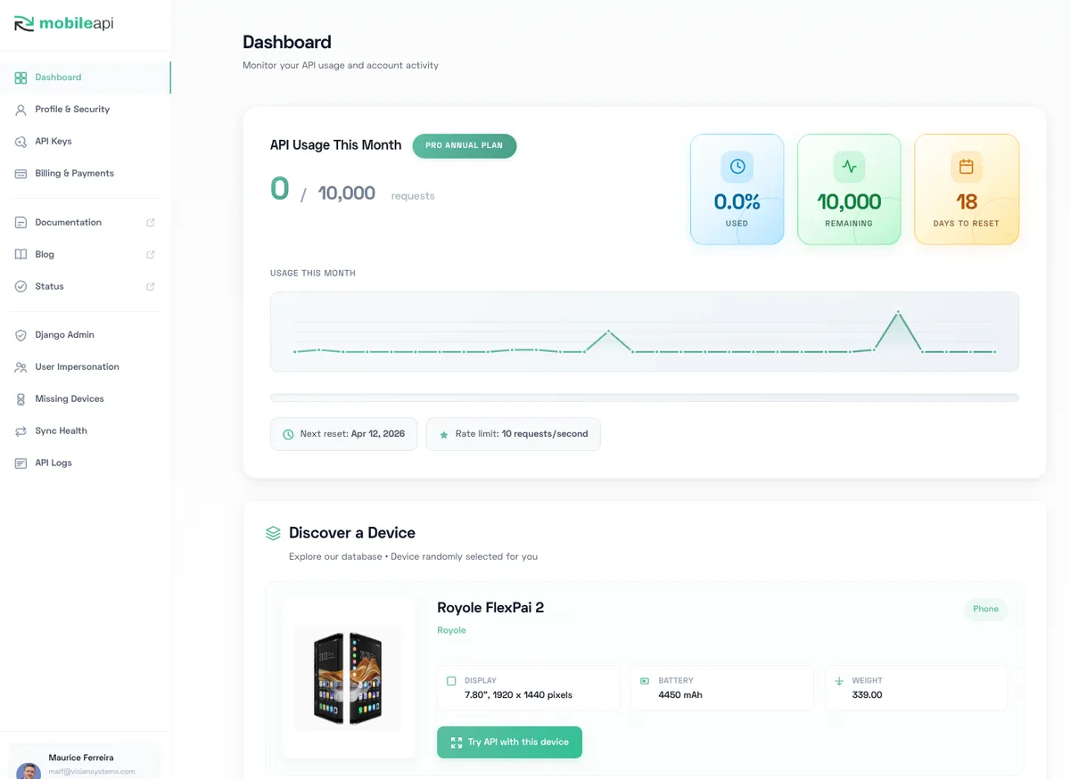 MobileAPI screenshot