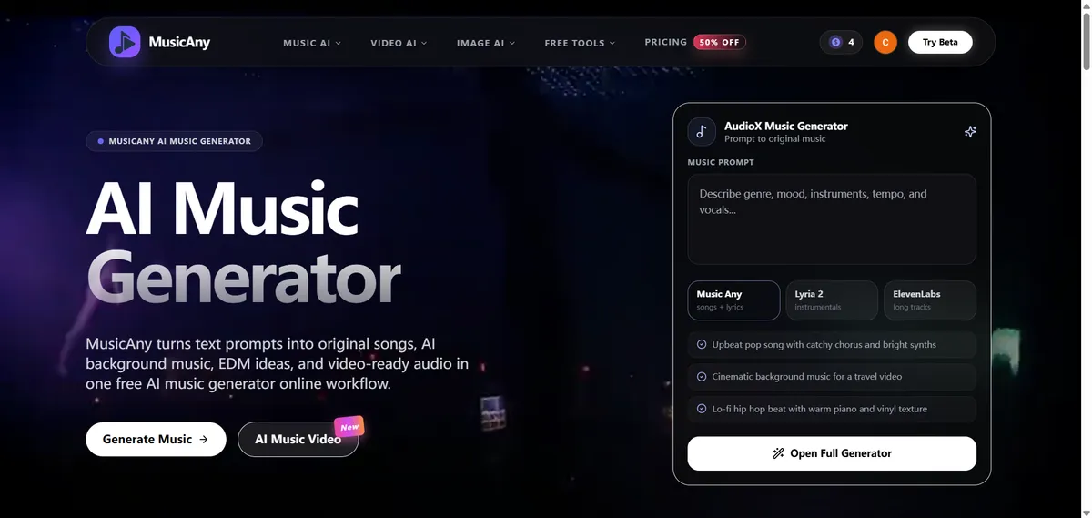MusicAny AI Music Generator screenshot