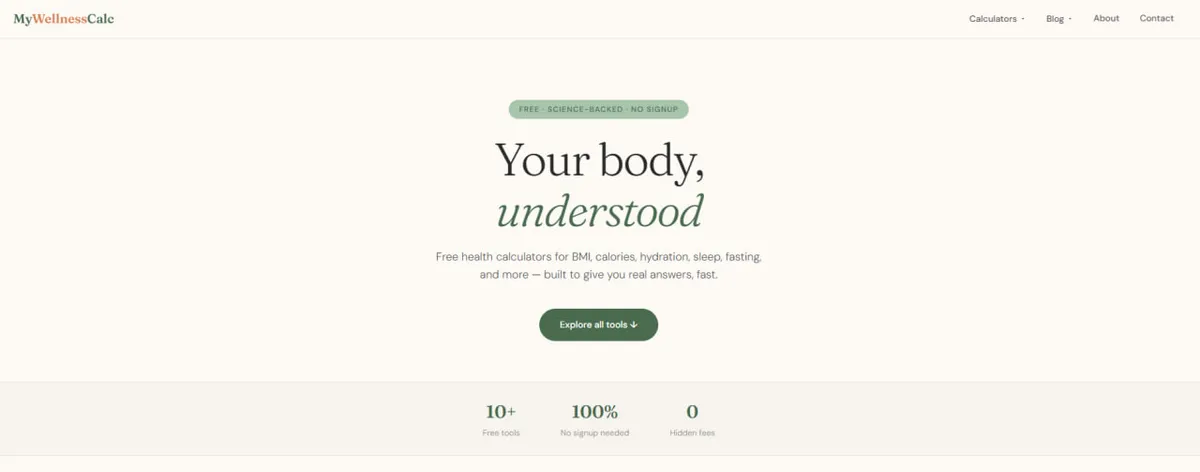 My Wellness Calc screenshot