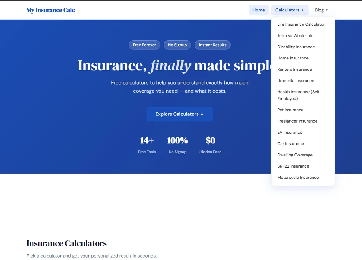 MyInsuranceCalc screenshot