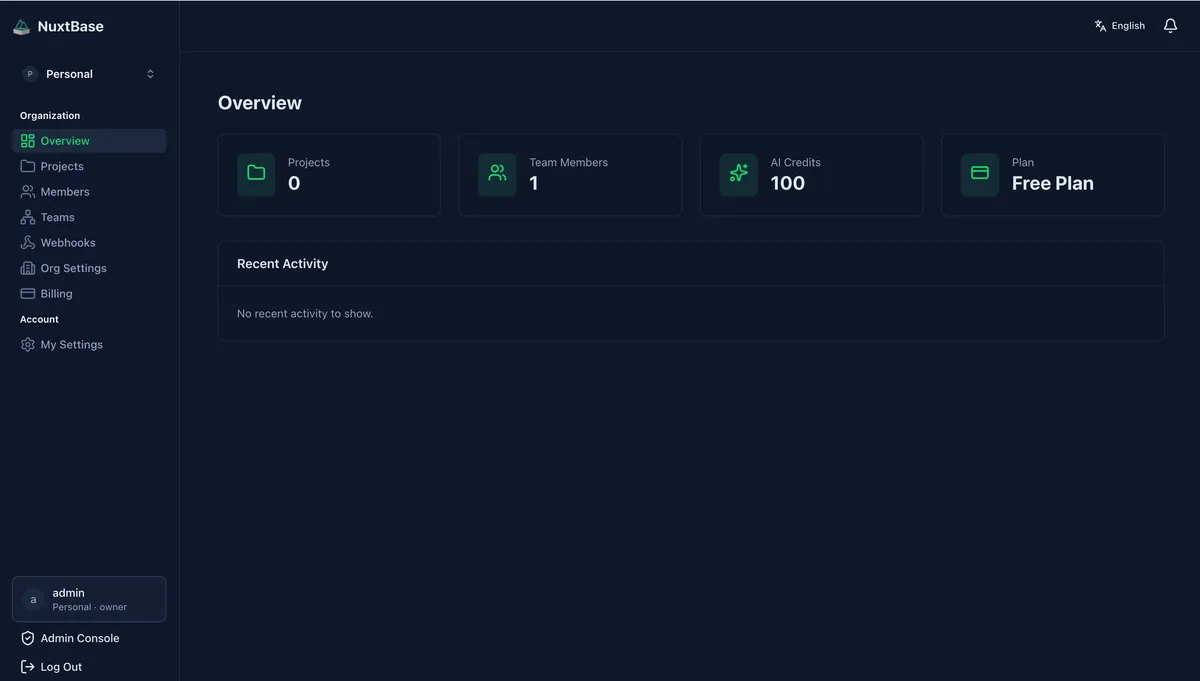 NuxtBase screenshot
