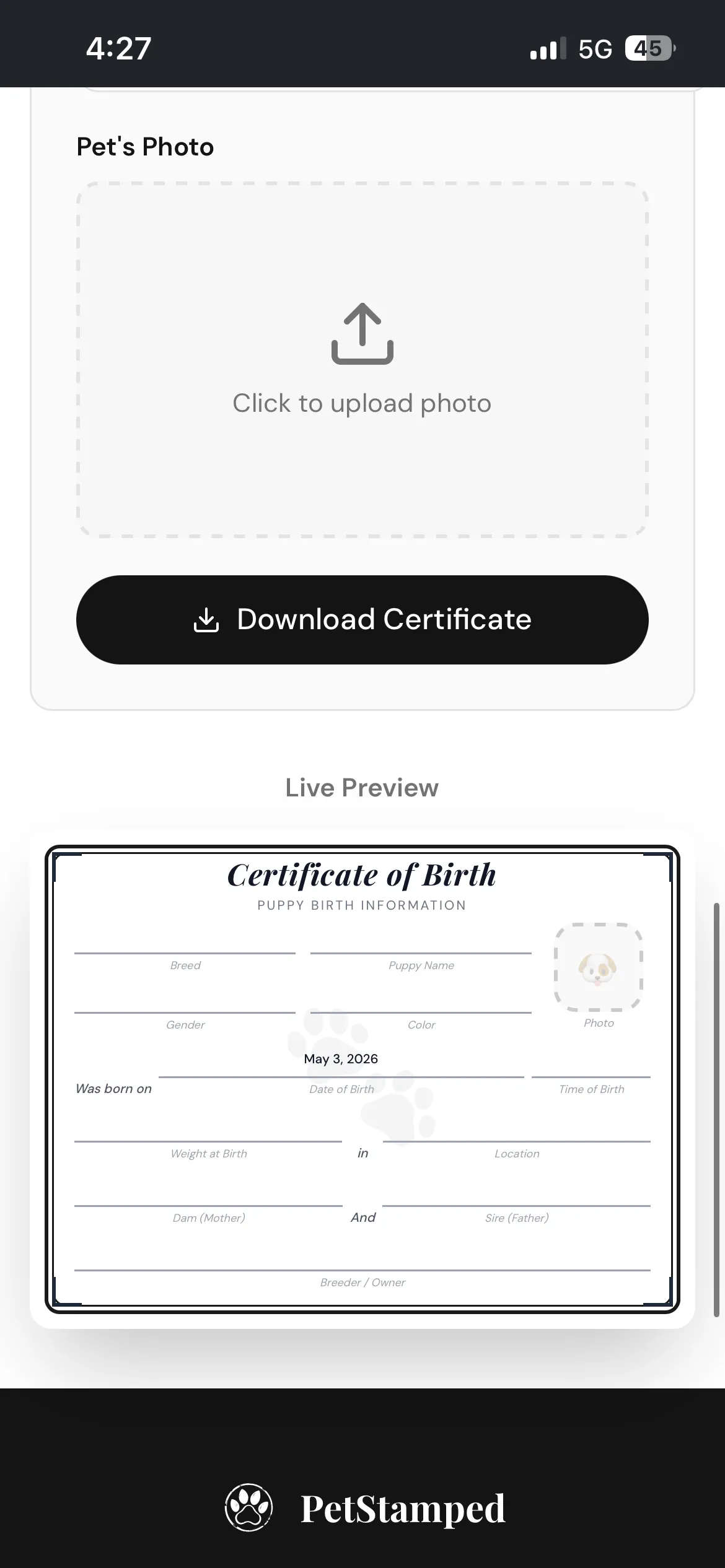 PetStamped screenshot