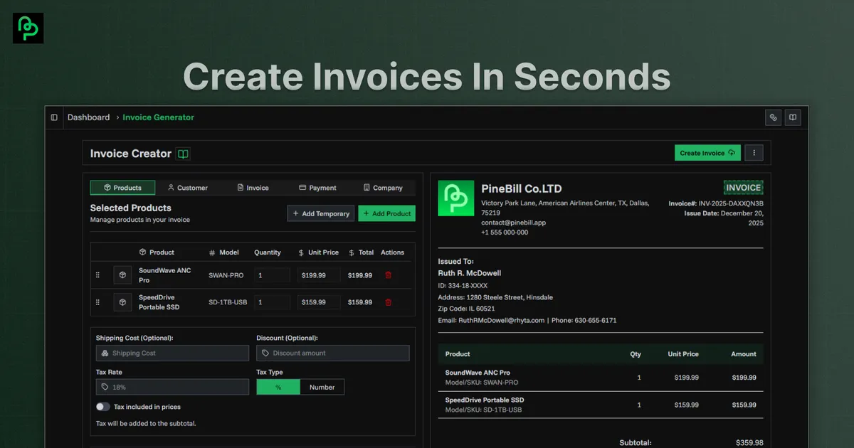 PineBill screenshot