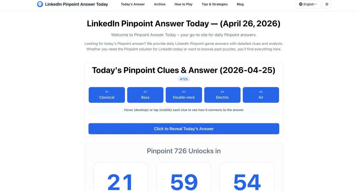 Pinpoint Answer Today screenshot