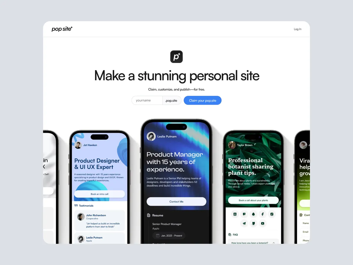 Pop.site screenshot