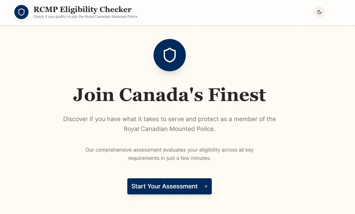 RCMP Eligibility Checker screenshot