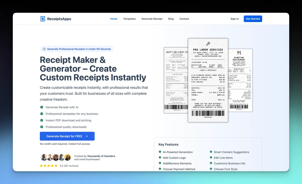 ReceiptsApps screenshot
