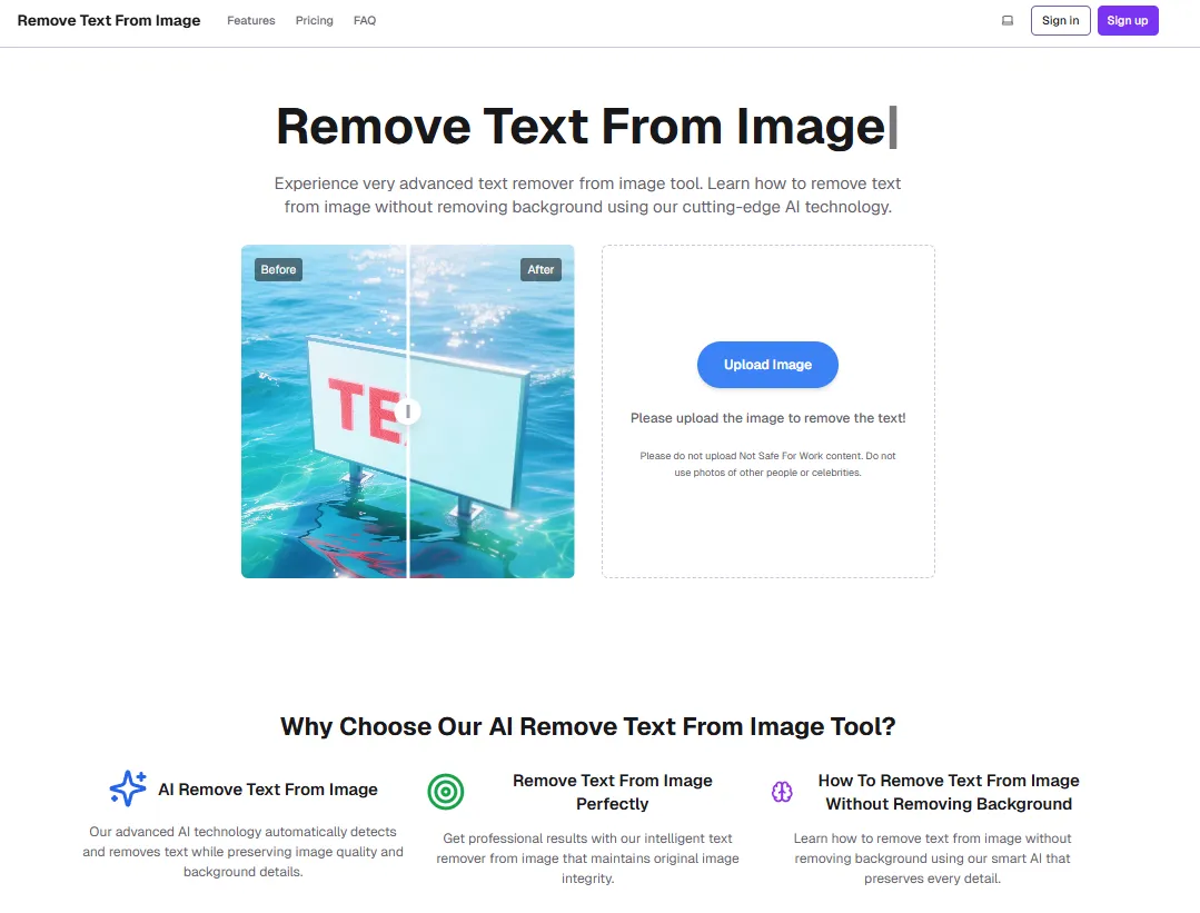 Remove text from image screenshot